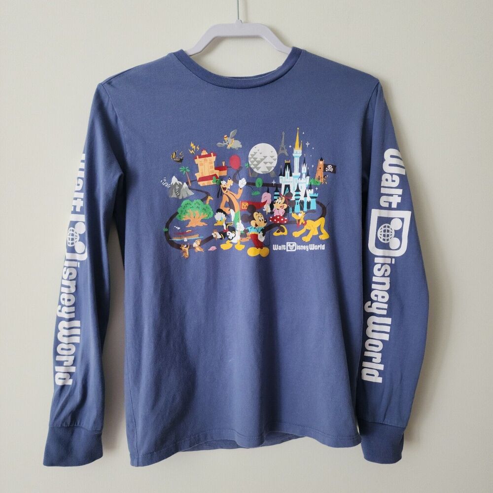 Walt Disney World Graphic T-Shirt Size XS 50th Anniversary Blue Long Sleeve